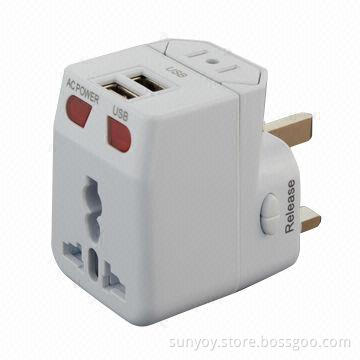 Dual USB Universal Travel Adapter, 2500W Maximum Load Power